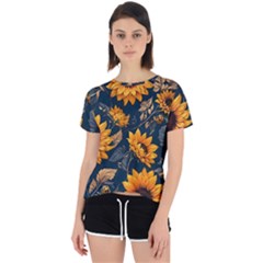 Flowers Pattern Spring Bloom Blossom Rose Nature Flora Floral Plant Open Back Sport T-shirt