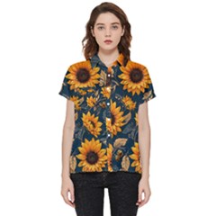 Flowers Pattern Spring Bloom Blossom Rose Nature Flora Floral Plant Short Sleeve Pocket Shirt