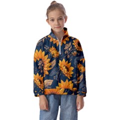 Flowers Pattern Spring Bloom Blossom Rose Nature Flora Floral Plant Kids  Half Zip Hoodie