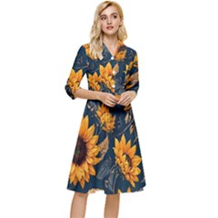 Flowers Pattern Spring Bloom Blossom Rose Nature Flora Floral Plant Classy Knee Length Dress