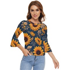 Flowers Pattern Spring Bloom Blossom Rose Nature Flora Floral Plant Bell Sleeve Top