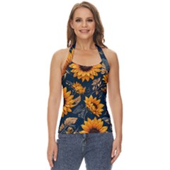 Flowers Pattern Spring Bloom Blossom Rose Nature Flora Floral Plant Basic Halter Top