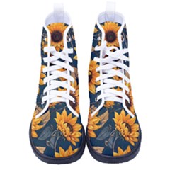 Flowers Pattern Spring Bloom Blossom Rose Nature Flora Floral Plant Kid s High-top Canvas Sneakers