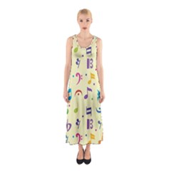 Seamless Pattern Musical Note Doodle Symbol Sleeveless Maxi Dress by Apen