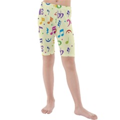 Seamless Pattern Musical Note Doodle Symbol Kids  Mid Length Swim Shorts by Apen