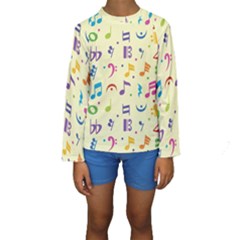 Seamless Pattern Musical Note Doodle Symbol Kids  Long Sleeve Swimwear by Apen