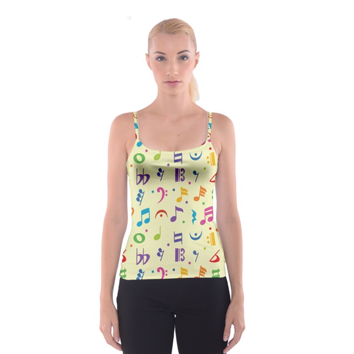 Seamless Pattern Musical Note Doodle Symbol Spaghetti Strap Top