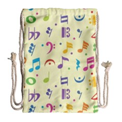 Seamless Pattern Musical Note Doodle Symbol Drawstring Bag (large) by Apen