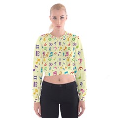 Seamless Pattern Musical Note Doodle Symbol Cropped Sweatshirt