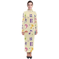 Seamless Pattern Musical Note Doodle Symbol Turtleneck Maxi Dress by Apen