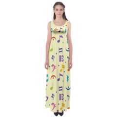 Seamless Pattern Musical Note Doodle Symbol Empire Waist Maxi Dress by Apen