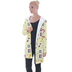 Seamless Pattern Musical Note Doodle Symbol Longline Hooded Cardigan by Apen