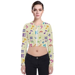 Seamless Pattern Musical Note Doodle Symbol Long Sleeve Zip Up Bomber Jacket by Apen