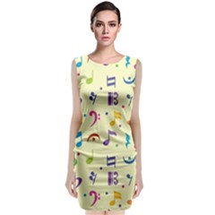 Seamless Pattern Musical Note Doodle Symbol Sleeveless Velvet Midi Dress by Apen