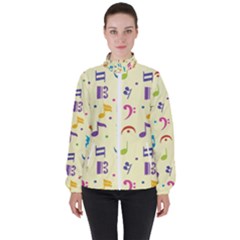 Seamless Pattern Musical Note Doodle Symbol Women s High Neck Windbreaker by Apen