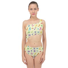 Seamless Pattern Musical Note Doodle Symbol Spliced Up Two Piece Swimsuit by Apen