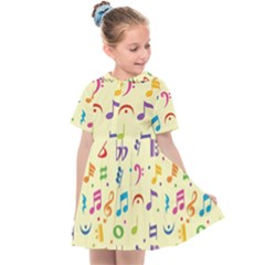 Seamless Pattern Musical Note Doodle Symbol Kids  Sailor Dress by Apen