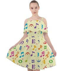 Seamless Pattern Musical Note Doodle Symbol Cut Out Shoulders Chiffon Dress by Apen