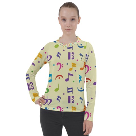 Seamless Pattern Musical Note Doodle Symbol Women s Pique Long Sleeve T-shirt by Apen