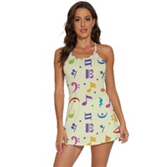 Seamless Pattern Musical Note Doodle Symbol 2-in-1 Flare Activity Dress by Apen