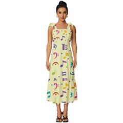 Seamless Pattern Musical Note Doodle Symbol Tie-strap Tiered Midi Chiffon Dress by Apen