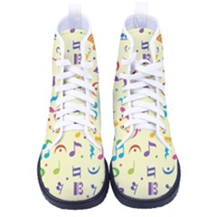 Seamless Pattern Musical Note Doodle Symbol Men s High-top Canvas Sneakers by Apen