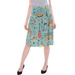 Seamless Pattern Musical Instruments Notes Headphones Player Midi Beach Skirt by Apen