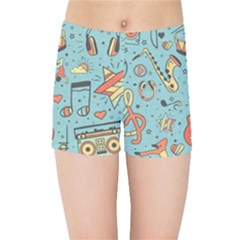 Seamless Pattern Musical Instruments Notes Headphones Player Kids  Sports Shorts by Apen