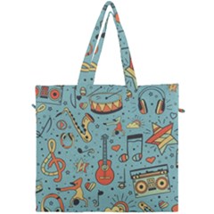 Seamless Pattern Musical Instruments Notes Headphones Player Canvas Travel Bag by Apen