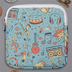 Seamless Pattern Musical Instruments Notes Headphones Player Mini Square Pouch by Apen