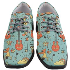 Seamless Pattern Musical Instruments Notes Headphones Player Women Heeled Oxford Shoes by Apen