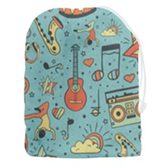 Seamless Pattern Musical Instruments Notes Headphones Player Drawstring Pouch (3xl) by Apen