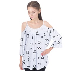 Memphis Pattern Flutter Sleeve T-shirt 