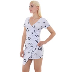 Memphis Pattern Short Sleeve Asymmetric Mini Dress