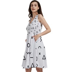 Memphis Pattern Sleeveless V-neck Skater Dress With Pockets by Apen