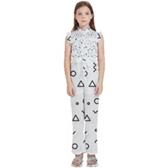 Memphis Pattern Kids  Sleeveless Ruffle Edge Band Collar Chiffon One Piece