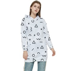 Memphis Pattern Women s Long Oversized Pullover Hoodie by Apen