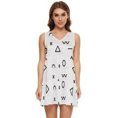 Memphis Pattern Tiered Sleeveless Mini Dress by Apen