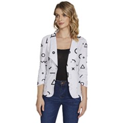 Memphis Pattern Women s One-button 3/4 Sleeve Short Jacket by Apen