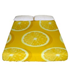 Lemon Fruits Slice Seamless Pattern Fitted Sheet (queen Size) by Apen