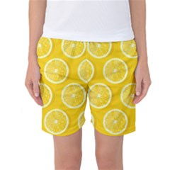 Lemon Fruits Slice Seamless Pattern Women s Basketball Shorts by Apen