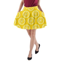 Lemon Fruits Slice Seamless Pattern A-line Pocket Skirt by Apen