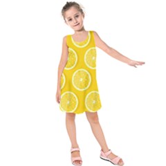 Lemon Fruits Slice Seamless Pattern Kids  Sleeveless Dress by Apen