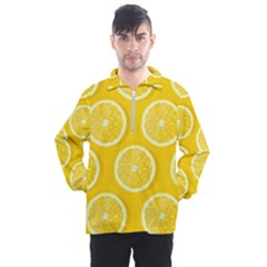 Lemon Fruits Slice Seamless Pattern Men s Half Zip Pullover