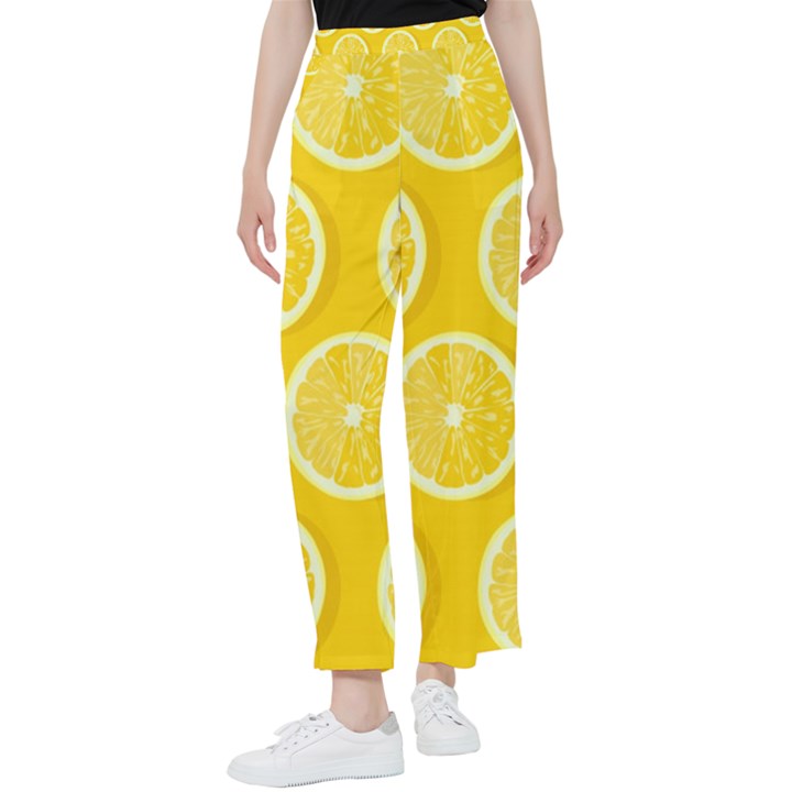 Lemon Fruits Slice Seamless Pattern Women s Pants 