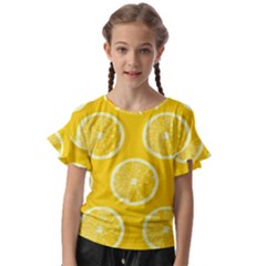 Lemon Fruits Slice Seamless Pattern Kids  Cut Out Flutter Sleeves by Apen