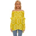 Lemon Fruits Slice Seamless Pattern Off Shoulder Chiffon Pocket Shirt View1