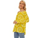 Lemon Fruits Slice Seamless Pattern Off Shoulder Chiffon Pocket Shirt View2