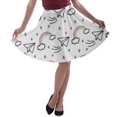 Cute Art Print Pattern A-line Skater Skirt by Apen