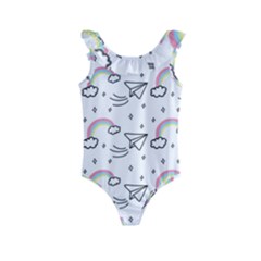 Cute Art Print Pattern Kids  Frill Swimsuit by Apen